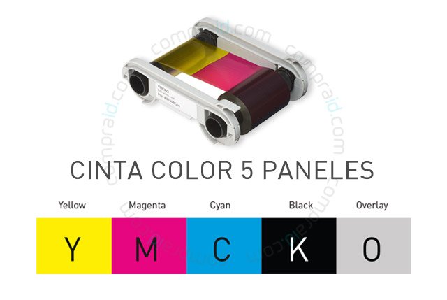 Cinta de Color YMCKO R5F208A100 para impresoras Evolis Primacy 2