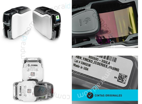 Ribbon zebra 800300-350la de color ymcko para impresoras ZC100 y ZC300