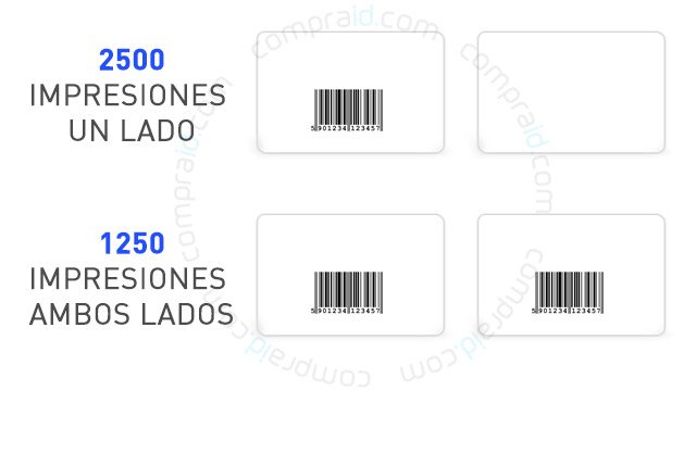 La cinta 800077-701 rinde 2500 impresiones un lado y 1250 ambos lados